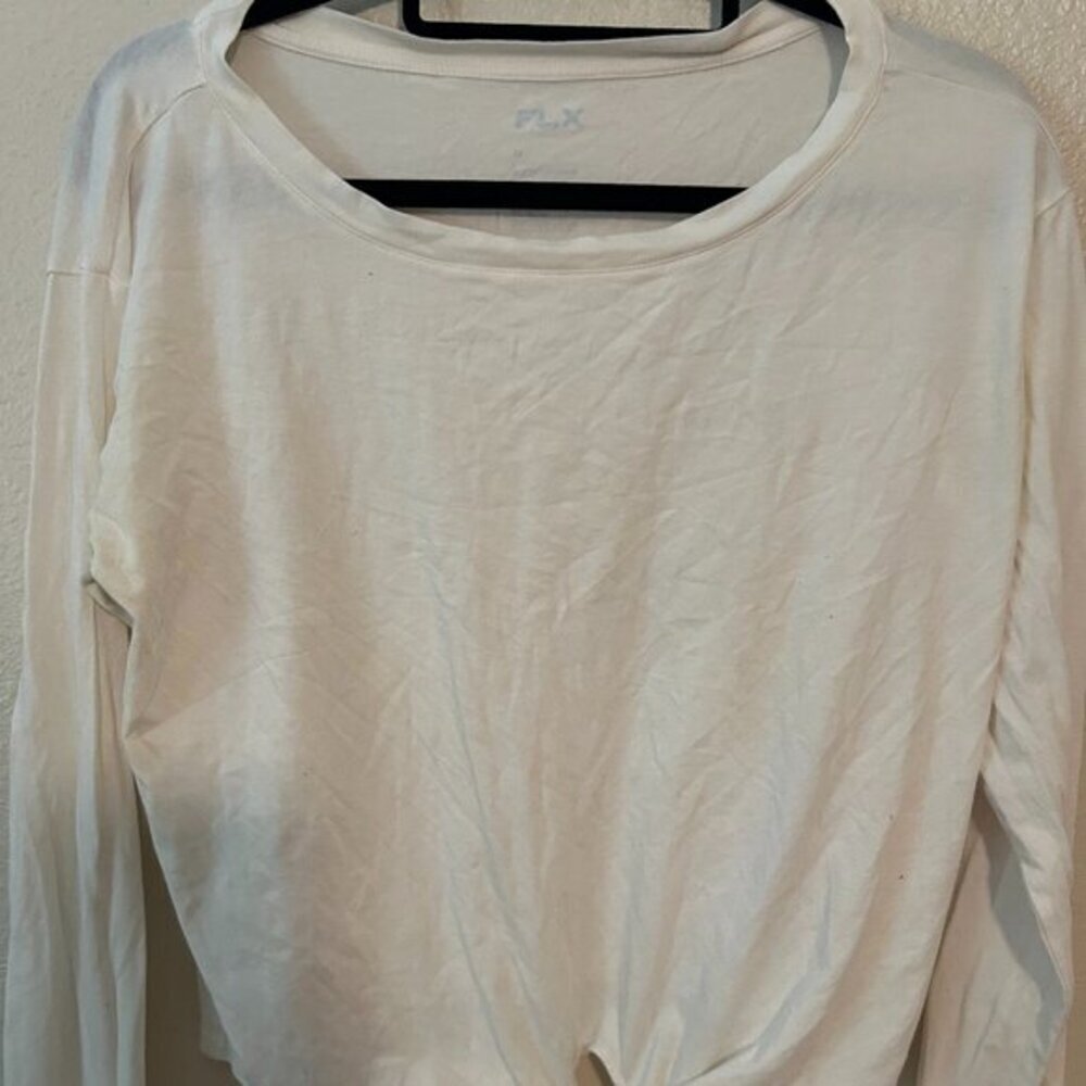 FLX Kohls workout flx white tie long shirt top